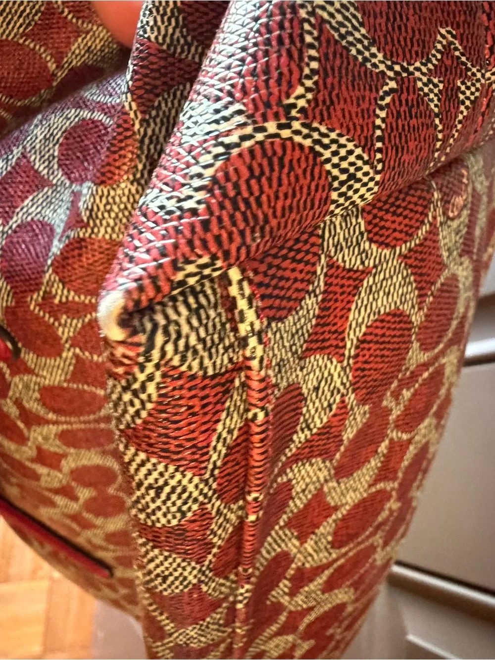 COACH SIGNATURE PVC WARD TOTE RED #33960